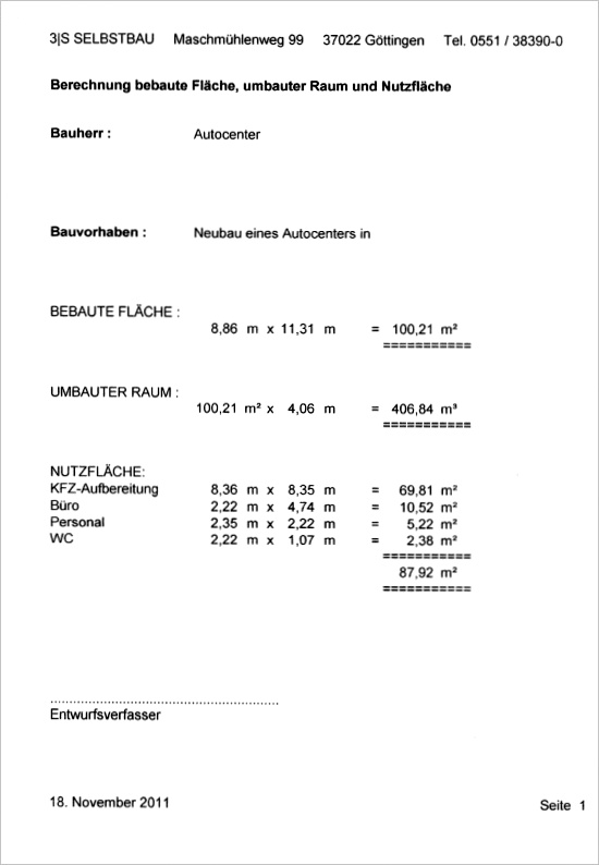 Baubeschreibung Berechnungen Zum Bauantrag Fur Eine Fertiggarage