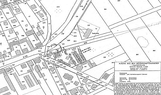 Lageplan zum Bauantrag für eine Fertiggarage.