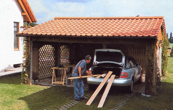 Doppelcarport mit 15° Quer-Satteldach